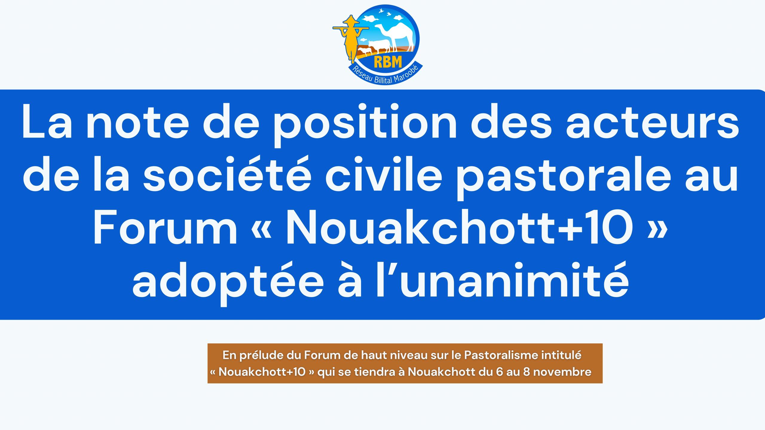 Lire la suite à propos de l’article LA NOTE DE POSITION DES ACTEURS DE LA SOCIETE CIVILE PASTORALE AU FORUM NOUAKCHOTT+10 ADOPTEE A L’UNANIMITE